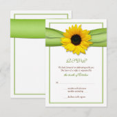 Carte de réponse de mariage au ruban tournesol (Devant / Derrière)