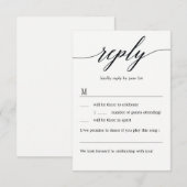 Carte de réponse de mariage au script moderne sans (Devant / Derrière)