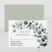Carte de réponse de mariage au simple eucalyptus (Devant / Derrière)