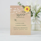 Carte de réponse de mariage au tournesol rustique (Debout devant)