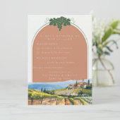 Carte de réponse de mariage au vignoble toscan | M (Debout devant)