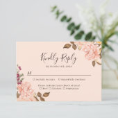 Carte de réponse de mariage automnal à fleurs doré (Debout devant)
