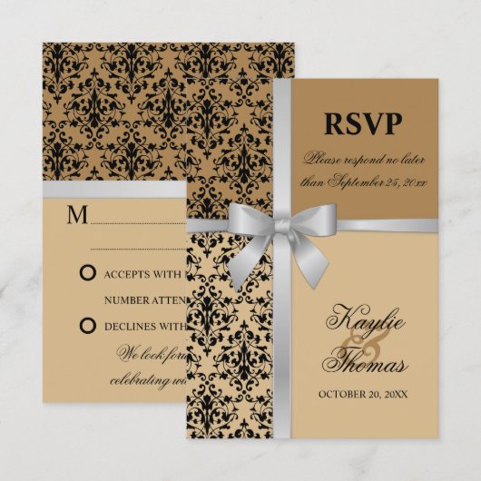 Carte de réponse de mariage automnal avec ruban ar (Devant / Derrière)