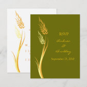 Carte de réponse de mariage automnal en blé vert o (Devant / Derrière)