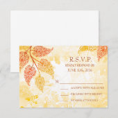 Carte de réponse de mariage aux feuilles délicates (Devant / Derrière)