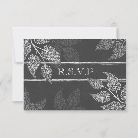 Carte de réponse de mariage aux feuilles délicates (Devant)