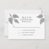 Carte de réponse de mariage aux feuilles délicates (Dos)