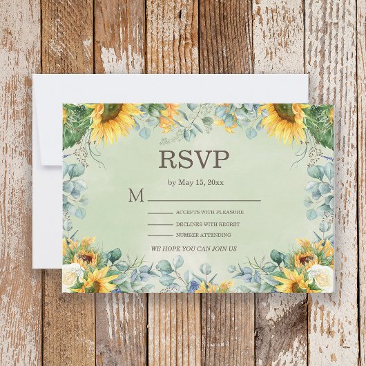 Carte de réponse de mariage aux feuilles d'eucalyp