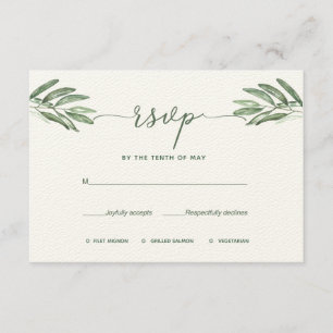Carte de réponse de mariage aux feuilles d'olive