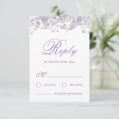 Carte de réponse de mariage aux fleurs de lilas (Debout devant)