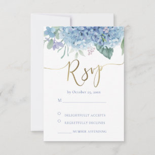 Carte de réponse de mariage aux fleurs d'hortensia
