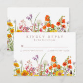 Carte de réponse de mariage aux fleurs sauvages (Devant / Derrière)