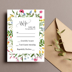 Carte de réponse de mariage aux fleurs sauvages co