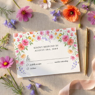 Carte de réponse de mariage aux fleurs sauvages ro