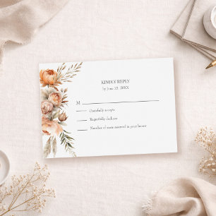 Carte de réponse de mariage aux fleurs sèches Boho