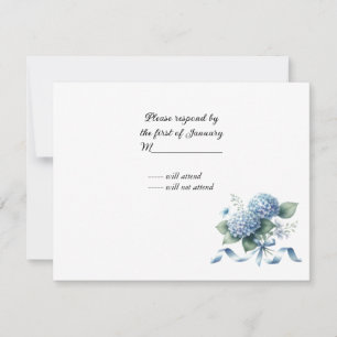 Carte de réponse de mariage aux hortensias bleus d