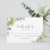 Carte de réponse de mariage aux hydrangeas élégant (Debout devant)