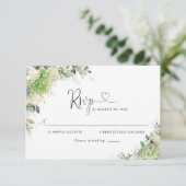 Carte de réponse de mariage aux hydrangeas élégant (Debout devant)