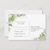 Carte de réponse de mariage aux hydrangeas élégant (Dos)