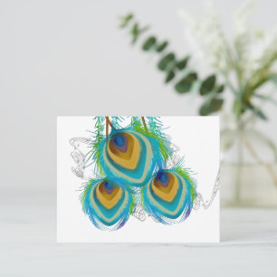 Carte de réponse de mariage aux oiseaux paon à 3 p