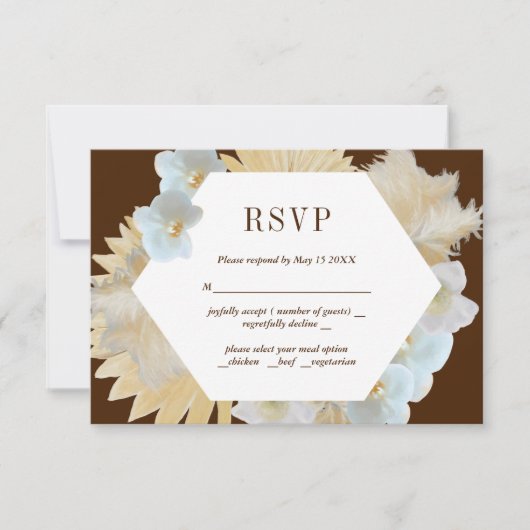 Carte de réponse de mariage aux orchidées et à l'h (Devant)