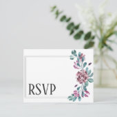 Carte de réponse de mariage aux pivoines violettes (Debout devant)