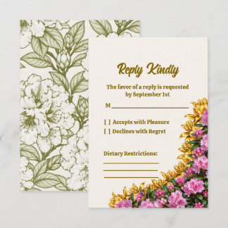 Carte de réponse de mariage aux rhododendrons de l