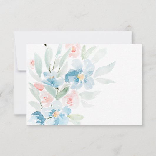 Carte de réponse de mariage aux roses aquarelles e (Dos)