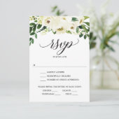 Carte de réponse de mariage aux roses blanches (Debout devant)