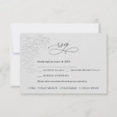 Carte de réponse de mariage aux roses blanches en (Devant)
