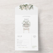 Carte de réponse de mariage aux roses blanches et (À l'intérieur)