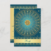 Carte de réponse de mariage aux rouleaux d'or Teal (Devant / Derrière)