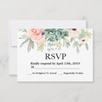 Carte de réponse de mariage aux succulentes