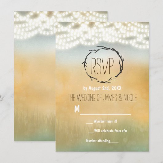 Carte de réponse de mariage avec bâtons rustiques (Devant / Derrière)