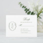 Carte de réponse de mariage avec blason Monogram H (Debout devant)