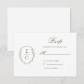 Carte de réponse de mariage avec blason Monogram H (Devant / Derrière)