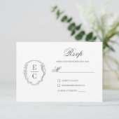 Carte de réponse de mariage avec blason Monogram H (Debout devant)