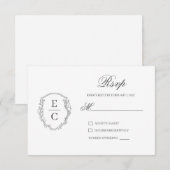 Carte de réponse de mariage avec blason Monogram H (Devant / Derrière)