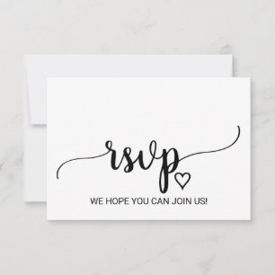 Carte de réponse de mariage avec calligraphie noir