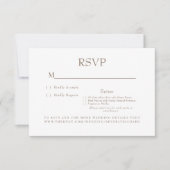 Carte de réponse de mariage avec choix de dîner au (Devant)