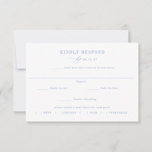Carte de réponse de mariage avec choix de repas CA (Devant)