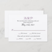 Carte de réponse de mariage avec choix d'entrée (Devant / Derrière)