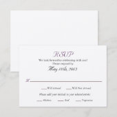 Carte de réponse de mariage avec choix d'entrées (Devant / Derrière)