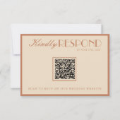 Carte de réponse de mariage avec code QR Beige Bro (Devant)