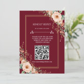 Carte de réponse de mariage avec code QR Bourgogne (Debout devant)