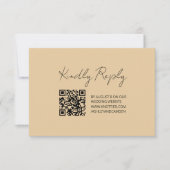 Carte de réponse de mariage avec code QR cadre or (Devant)