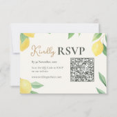 Carte de réponse de mariage avec code QR Citron ci (Devant)