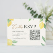 Carte de réponse de mariage avec code QR Citron ci (Debout devant)