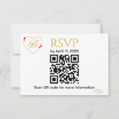 Carte de réponse de mariage avec code QR Cœurs rou (Devant)