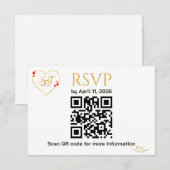 Carte de réponse de mariage avec code QR Cœurs rou (Devant / Derrière)